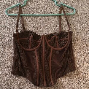 Brown Lace Bustier Top
